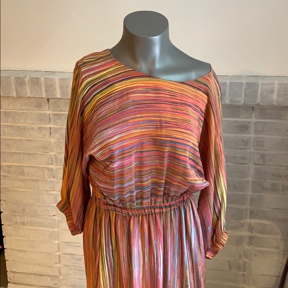 Ermie silk Watercolor painted striped dress - Picture 6 of 10